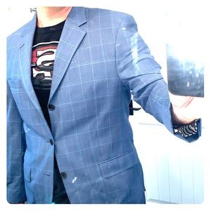 Large Michael Kors baby blue plaid blazer